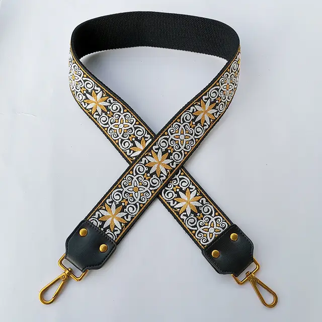 Leather Ethnic Style Wild Widened Thickened Messenger Shoulder Female Replacement Bag Strap Embroidery Accessories Backpack Belt New Gold And Silver - Shop at LoveMi