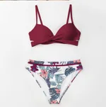 Floral Wrap Bikini Suit Ladies Sexy Thong Two-piece Swimsuit - Floral