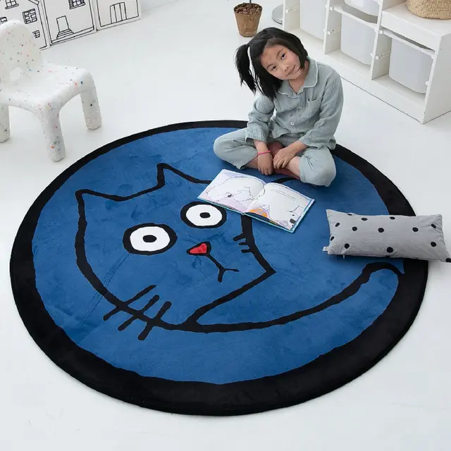 Ins Cartoon Round Slow Rebound Living Room Floor Mat Bedside Carpet Gentleman Cat - Shop at LoveMi