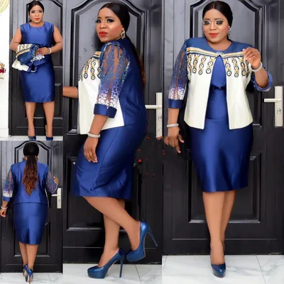 New Big Size Mom Dress Small Suit Blue - Shop at LoveMi