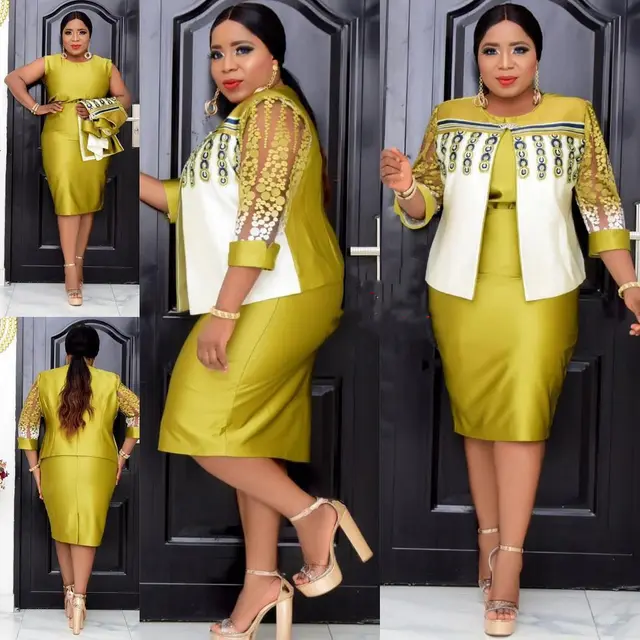 New Big Size Mom Dress Small Suit Yellow - Shop at LoveMi