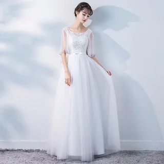 Banquet Evening Dress Female Spring New Fashion Annual Meeting Host Dress Chorus Performance Long Dress - White