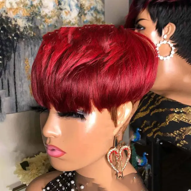 Wig Female Wig Short Straight Hair Short Hair Straight Hair Bob Wig Photo Color - Shop at LoveMi