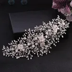 Golden Queen, Bridal Headdress, Exquisite Alloy Flower And Diamond Bridal Hair Accessories - Silver
