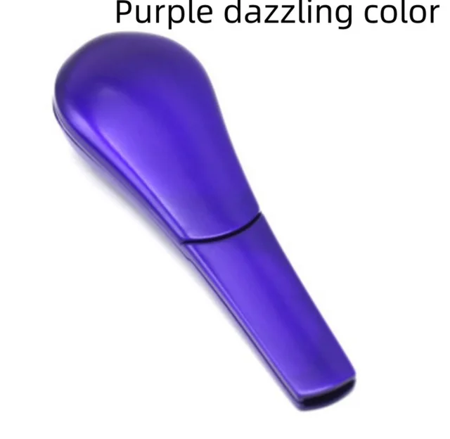 Detachable Ferromagnetic Stainless Steel Metal Spoon Pipe, Gift Box Solid Color Soup Spoon Pipe Purple Dazzling Color - Shop at LoveMi