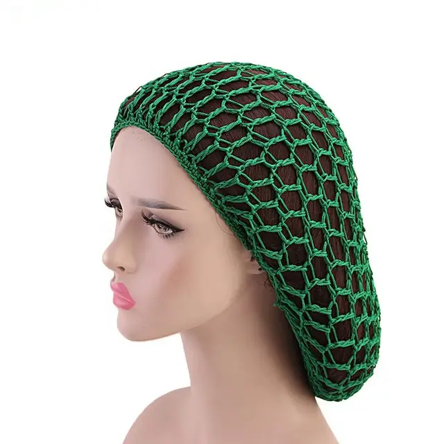 Ladies Hand Crocheted Drooping Hair Net, Hair Care Long Net Bag, Mesh Night Cap Green - Shop at LoveMi