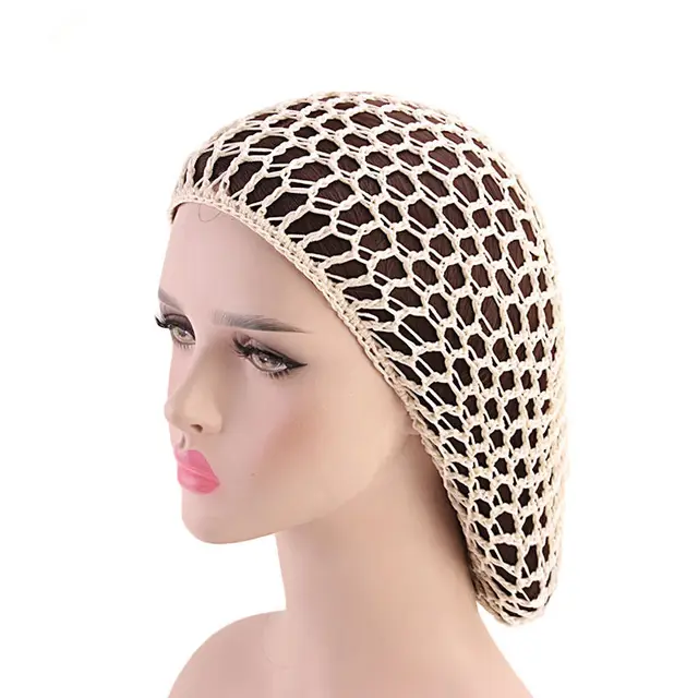 Ladies Hand Crocheted Drooping Hair Net, Hair Care Long Net Bag, Mesh Night Cap White - Shop at LoveMi