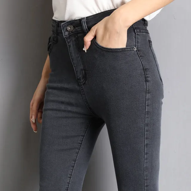 100 Kg Plus Size Jeans Female Fat Sister Small Feet High Waist Pants Gray - Shop at LoveMi