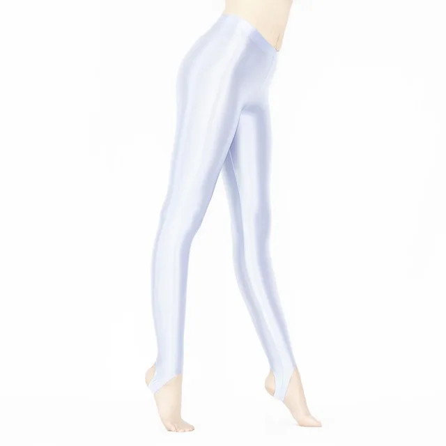 Women'S Spring And Autumn Glossy Silky Elastic Leggings Shaping Yoga Bodybuilding Pants Glossy Leggings Wathet - Shop at LoveMi