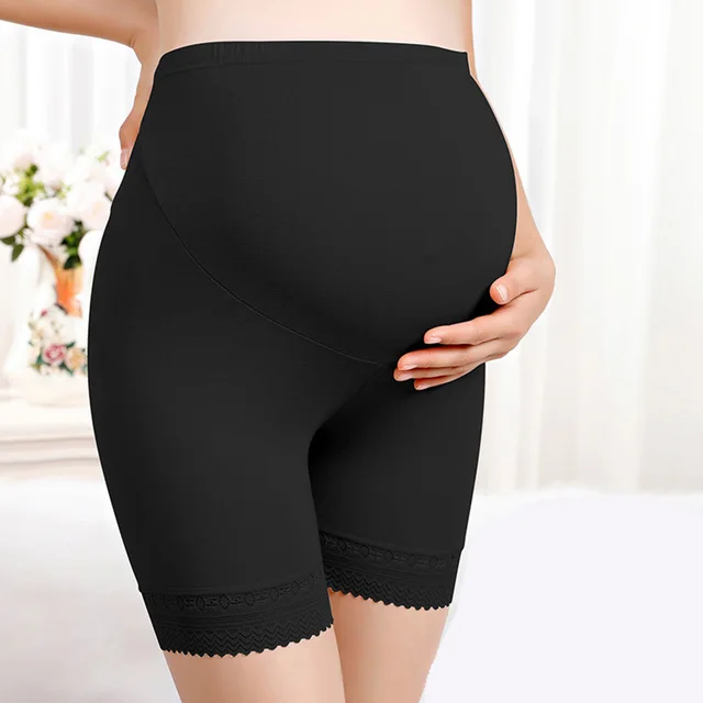 New Pregnant Women Modal Safety Pants Fashion Adjustable Belly Lift Summer Leggings Thin Lace Trim Pregnant Women Black - Shop at LoveMi