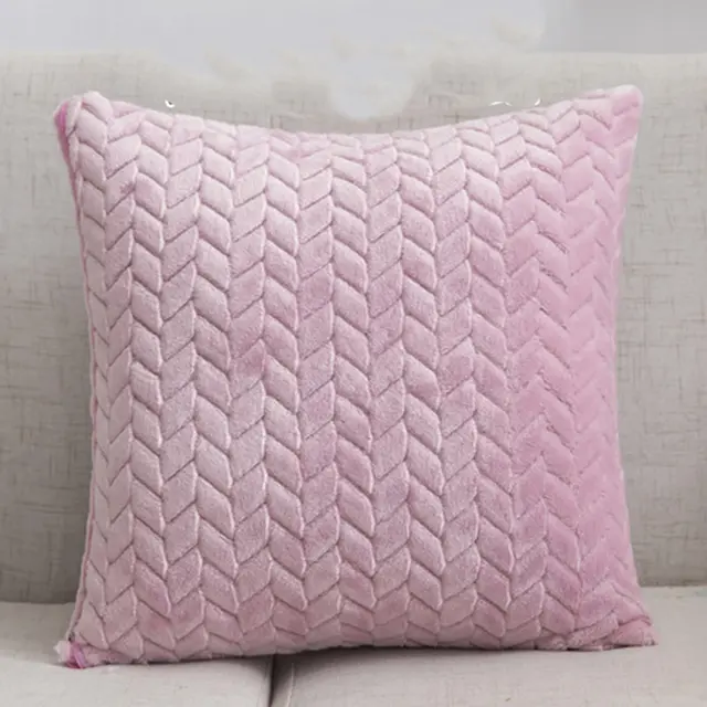 Flannel Solid Color Throw Pillow Sofa Cover Cushion Cover Nordic Style Simple Style Pink - Shop at LoveMi