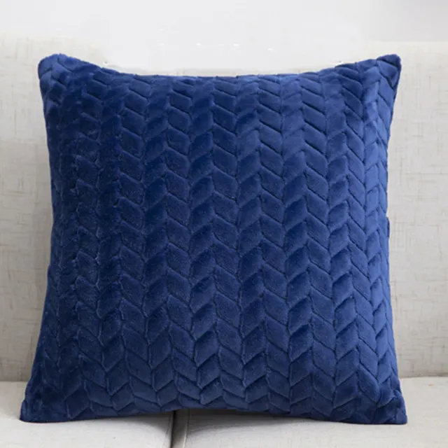Flannel Solid Color Throw Pillow Sofa Cover Cushion Cover Nordic Style Simple Style Royal Blue - Shop at LoveMi