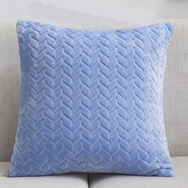 Flannel Solid Color Throw Pillow Sofa Cover Cushion Cover Nordic Style Simple Style Sky Blue - Shop at LoveMi