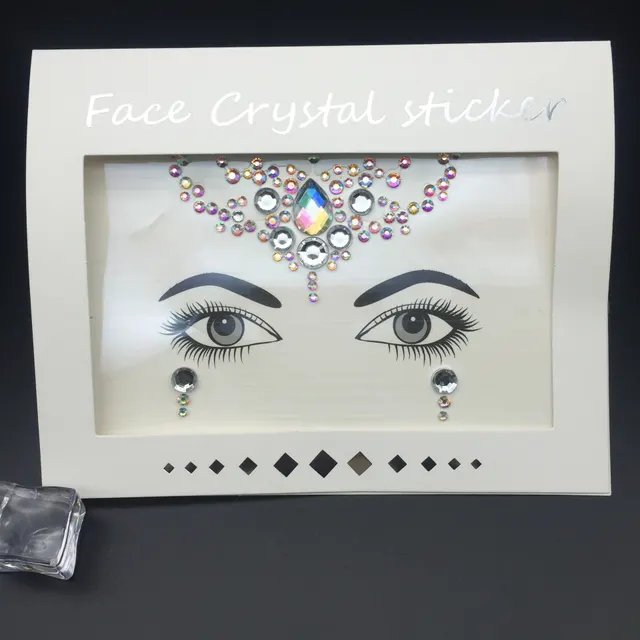 Acrylic Green Resin Diamond Face Sticker Rhinestone Face Sticker Crystal Diamond Eyebrow Sticker Diamond 1036Style - Shop at LoveMi