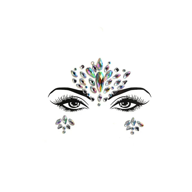 Acrylic Green Resin Diamond Face Sticker Rhinestone Face Sticker Crystal Diamond Eyebrow Sticker Diamond - Shop at LoveMi