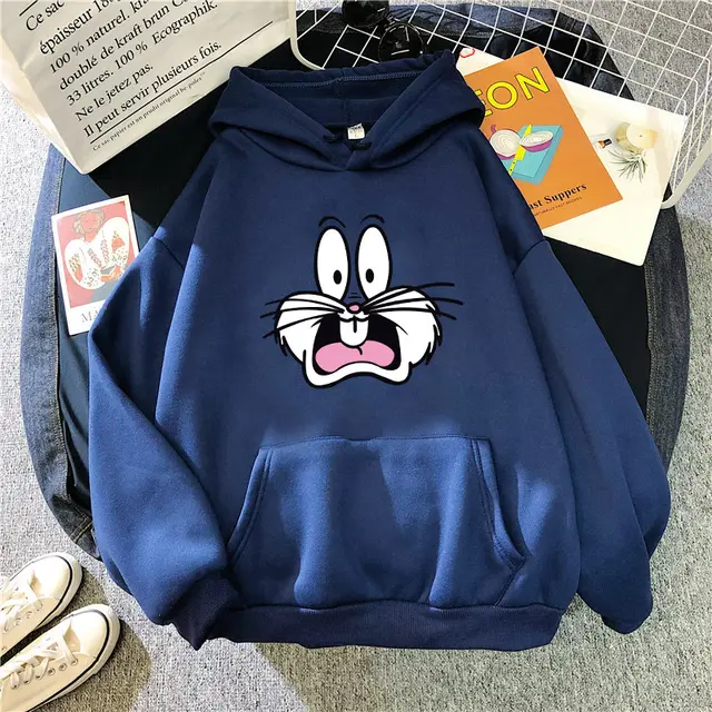 Hooded Sweater New Korean Couple'S Hoodie Front And Back Thickened Printed Top Winter Coat 250G Blue - Shop at LoveMi