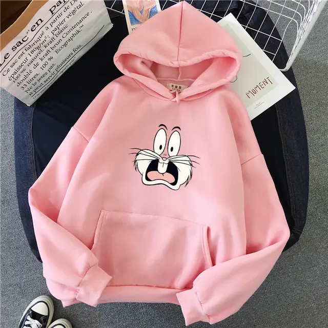 Hooded Sweater New Korean Couple'S Hoodie Front And Back Thickened Printed Top Winter Coat 250G Pink - Shop at LoveMi