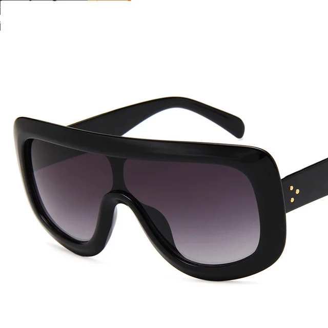 New Retro One Piece Sunglasses European And American Trend Big Frame Sunglasses Grey - Shop at LoveMi