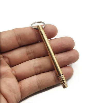 Brass Portable Waterproof Warehouse Titanium Alloy Toothpick Combination Toothpick Brass Cylinder Outdoor Portable Butt Toothpick Gold - Shop at LoveMi