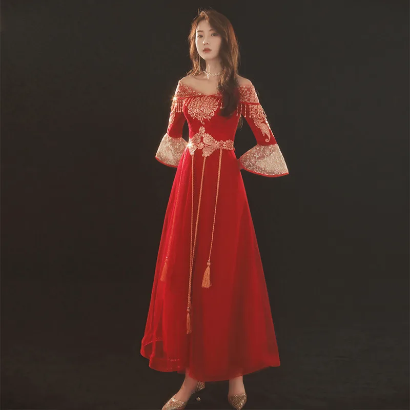 Thin One-shoulder Plus Size Dress - Red