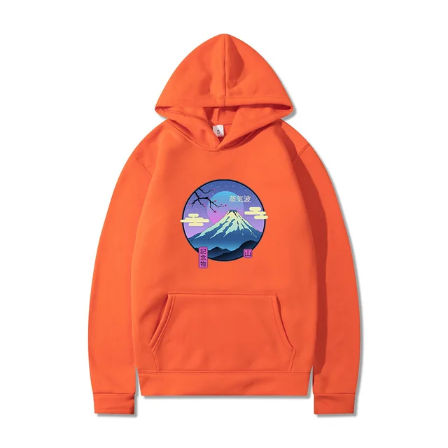 Spring And Autumn New Korean Version Harajuku Hooded Sweater Men's And Women's Picture Printed Casual Sweatshirt Orange - Shop at LoveMi