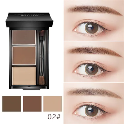 Sr ThreeDimensional Three Color Eyebrow Powder Is Not Easy To Halo Dye Eyebrow Powder High Gloss Powder Nose Shadow Make Up One Hair Substitute Warm Coffee - Shop at LoveMi