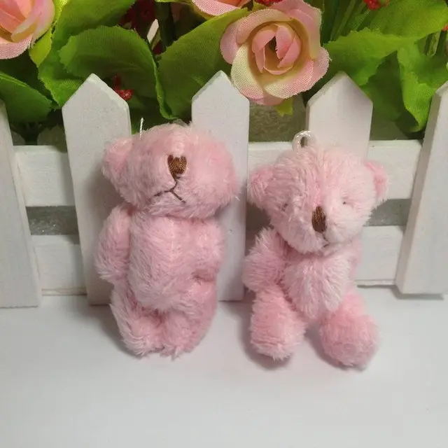 Mini Multicolor Plush Toy Jointed Bear Doll Long Haired Teddy Bear Pink - Shop at LoveMi