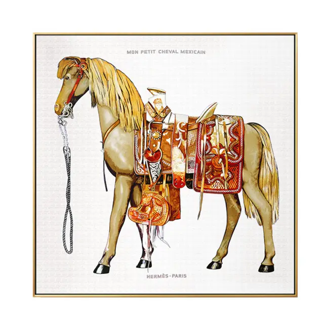 Modern High Definition Home Wall Decoration Painting Single Frame With Five Background Colors Yellow Horse Oil Painting White - Shop at LoveMi