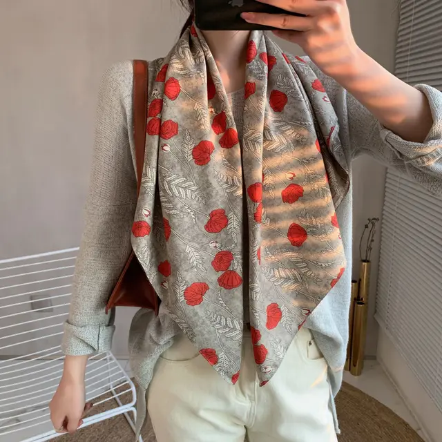 Retro Women's Simple All match Western Fashion Temperament Twill Scarf 16Style - Shop at LoveMi