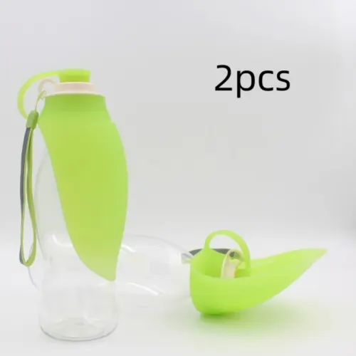 Portable Pet Water Dispenser Feeder Leak Proof With Drinking Cup Dish Bowl Dog Water Bottle Green 2Pcs - Shop at LoveMi