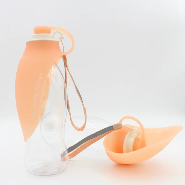 Portable Pet Water Dispenser Feeder Leak Proof With Drinking Cup Dish Bowl Dog Water Bottle Orange - Shop at LoveMi