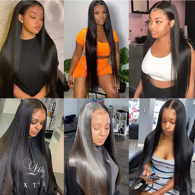 Chemical Fiber Headgear, Black Turban, Long Straight Hair, Front Lace Wig, Straight Hair Light Golden - Shop at LoveMi