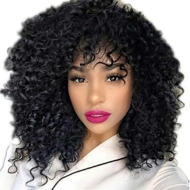 Manufacturers Supply European And American Wigs, African Short Curly Hair Female Wigs, Fluffy Small Curly Bangs, Long Curly Hair Wigs, Wigs Black - Shop at LoveMi