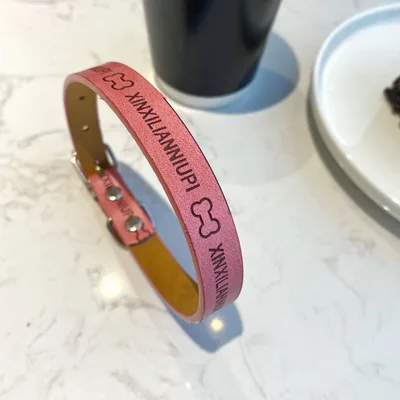 Sale Cute Printing Pet Collar Firm Anti Bite Small Medium Sized Large Dog Leather Pet Supplies Pink - Shop at LoveMi