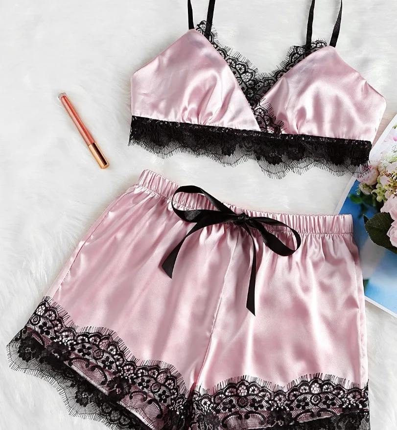 Sexy Lingerie Sexy Lace Split Pyjamas Set - Pink