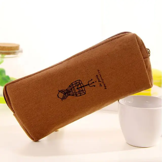 Eiffel Tower Pencil Case Study Stationery Cotton Linen Stationery Box Dark Brown Hanger - Shop at LoveMi