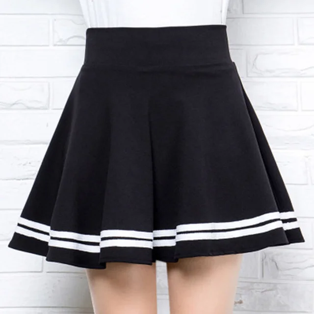 The New High Waisted Half Length Student Skirt, Female College Windproof, Sweet And Fluffy Pleated Skirt, A Line Skirt Black - Shop at LoveMi