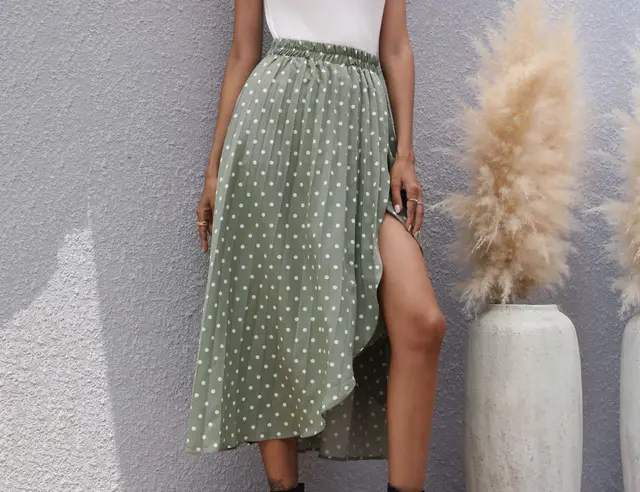 Spring Summer Chiffon Long Skirt Women Light Green - Shop at LoveMi