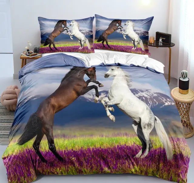 3D Digital New Product Horse Pattern Custom Three Or Four-Piece Bedding Cross-Border Bedding Kit - G