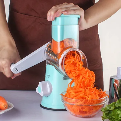 Food Processor Vegetable Chopper Kitchen Roller Gadgets Tool Vegetable Cutter Round Slicer Graters Potato Carrot Cheese Shredder Blue - Shop at LoveMi