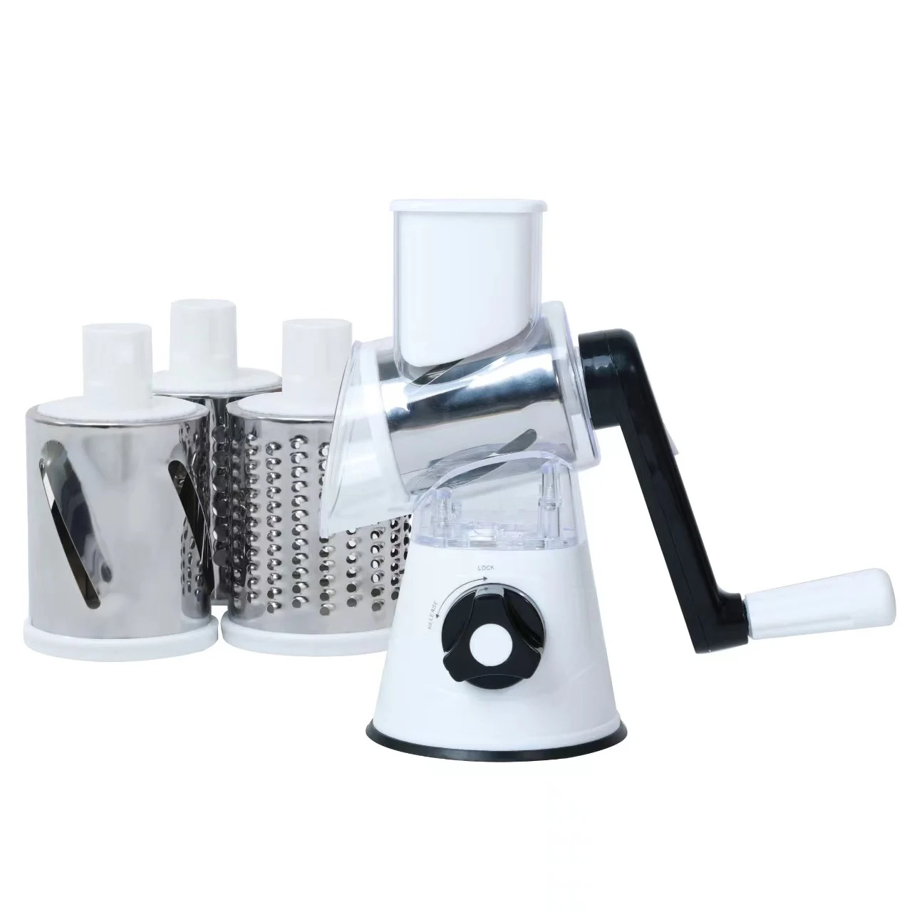Food Processor Vegetable Chopper Kitchen Roller Gadgets Tool Vegetable Cutter Round Slicer Graters Potato Carrot Cheese Shredder - White