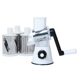 Food Processor Vegetable Chopper Kitchen Roller Gadgets Tool Vegetable Cutter Round Slicer Graters Potato Carrot Cheese Shredder - White