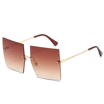 Square Frameless Metal Sunglasses Women's European and American Hot Style Fashion Stars Same Sunglasses - Shop at LoveMi