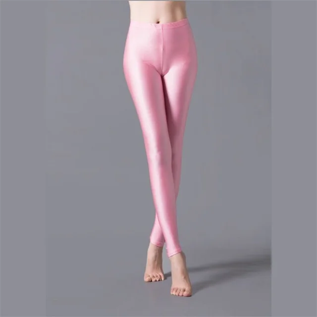 Milk Silk Shiny Pants Outer Wear Leggings Yoga Pink - Shop at LoveMi