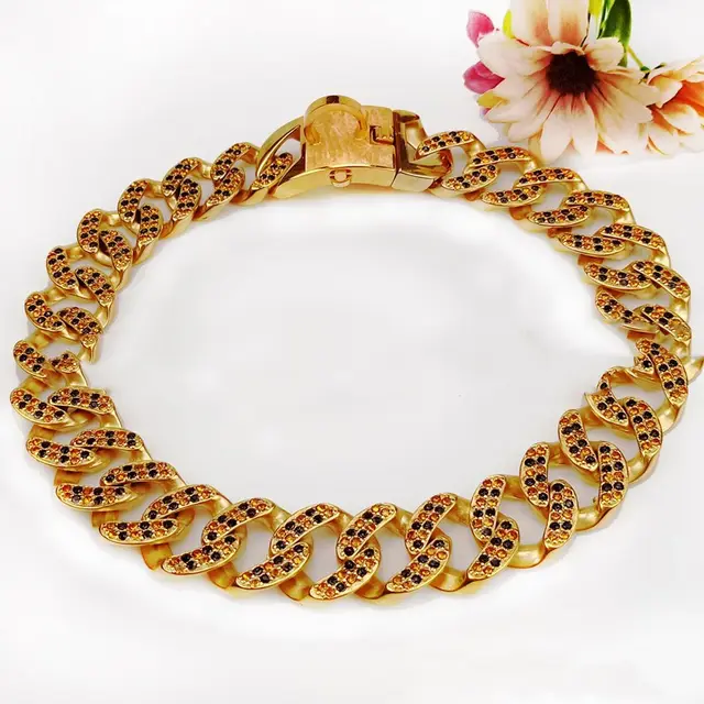 Casting Diamond Dog Chain Neck Ring Mirror Light Dog Necklace Golden - Shop at LoveMi