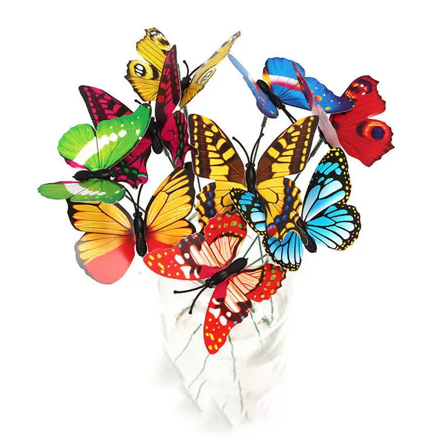 Simulation Stereo Butterfly Plastic dragonfly Plug Butterfly Garden Flower 50Pcs - Shop at LoveMi