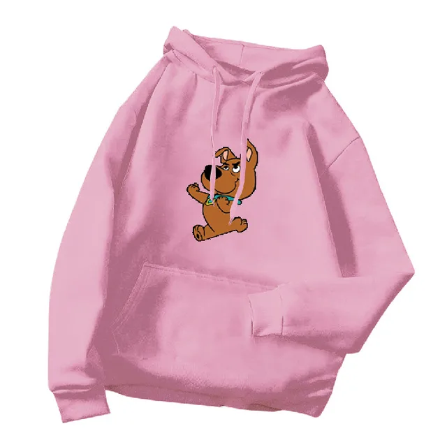 Printed Versatile Loose And Thin Casual Hooded Sweater Pink - Shop at LoveMi