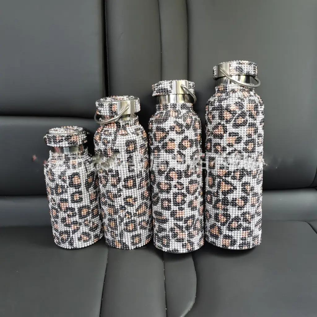Diamond Vacuum Flask King Diamond Vacuum Flask Douyin Live Cross-border Diamond Vacuum Flask - Leopard Gold