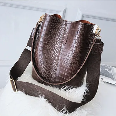 Large Capacity Bag Female New Retro Fashion Bucket Bag Korean Version Of Simple And Versatile One Shoulder Messenger Handbag Brown - Shop at LoveMi