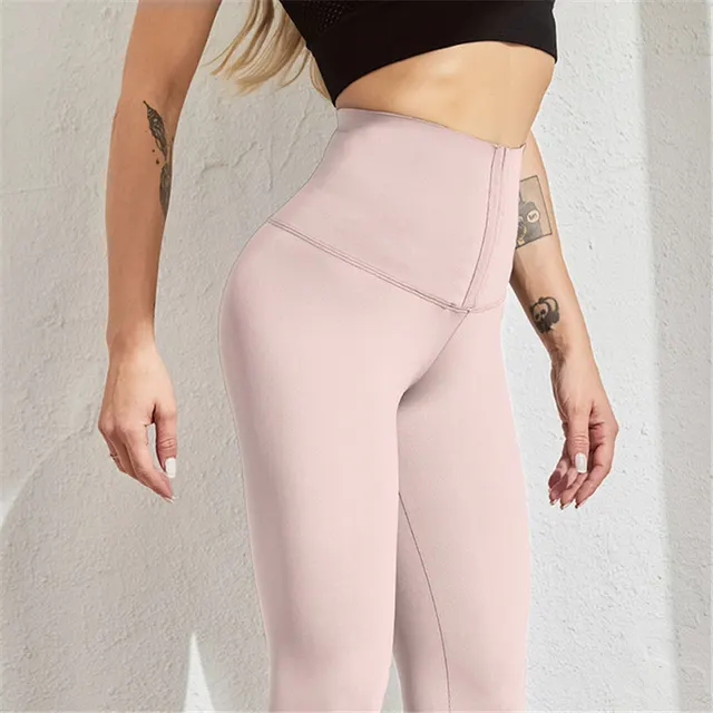 High Waist Yoga Pants Leggings For Fitness Stretchy Pink - Shop at LoveMi